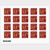 Rouge, Faux Gold 33e anniversaire + Autocollant de (Feuille)