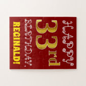 Rouge, Faux Gold 33e anniversaire + Puzzle de nom  (Horizontal)
