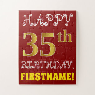 Rouge, Faux Gold 35e anniversaire + Puzzle de nom