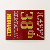 Rouge, Faux Gold 38e anniversaire + Puzzle de nom  (Horizontal)