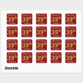 Rouge, Faux Gold 39e anniversaire + Autocollant de (Feuille)