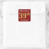 Rouge, Faux Gold 39e anniversaire + Autocollant de (Sac)