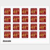 Rouge, Faux Gold 48e anniversaire + Autocollant de (Feuille)