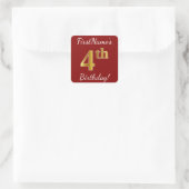 Rouge, Faux Gold 4e anniversaire + Autocollant de  (Sac)