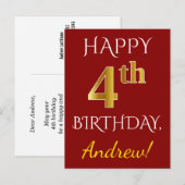 Rouge, Faux Gold 4e anniversaire + Carte postale N (Devant / Derrière)