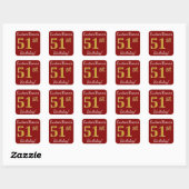 Rouge, Faux Gold 51e Anniversaire + Autocollant de (Feuille)