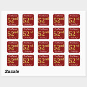Rouge, Faux Gold 52e anniversaire + Autocollant de (Feuille)