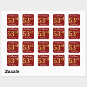 Rouge, Faux Gold 53e anniversaire + Autocollant de (Feuille)