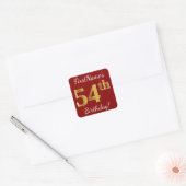 Rouge, Faux Gold 54e Anniversaire + Autocollant de (Enveloppe)