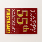 Rouge, Faux Gold 55e anniversaire + Puzzle de nom  (Horizontal)