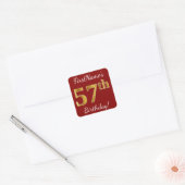 Rouge, Faux Gold 57e anniversaire + Autocollant de (Enveloppe)