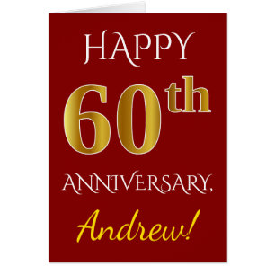 Rouge, Faux Gold 60e anniversaire de Mariage + Nom