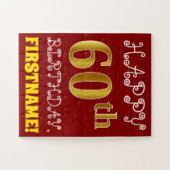 Rouge, Faux Gold 60e anniversaire + Puzzle de nom (Horizontal)