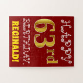 Rouge, Faux Gold 63e anniversaire + Puzzle de nom  (Horizontal)