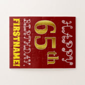 Rouge, Faux Gold 65e anniversaire + Puzzle de nom  (Horizontal)