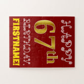 Rouge, Faux Gold 67e anniversaire + Puzzle de nom  (Horizontal)