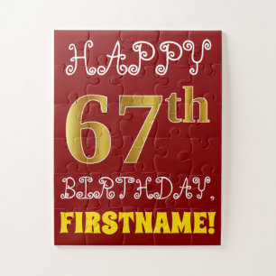 Rouge, Faux Gold 67e anniversaire + Puzzle de nom 