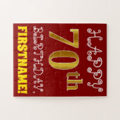 Rouge, Faux Gold 70e anniversaire + Puzzle de nom  (Horizontal)