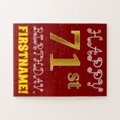 Rouge, Faux Gold 71e anniversaire + Puzzle de nom  (Horizontal)