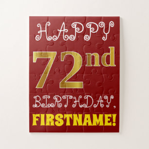 Rouge, Faux Gold 72e anniversaire + Puzzle de nom 