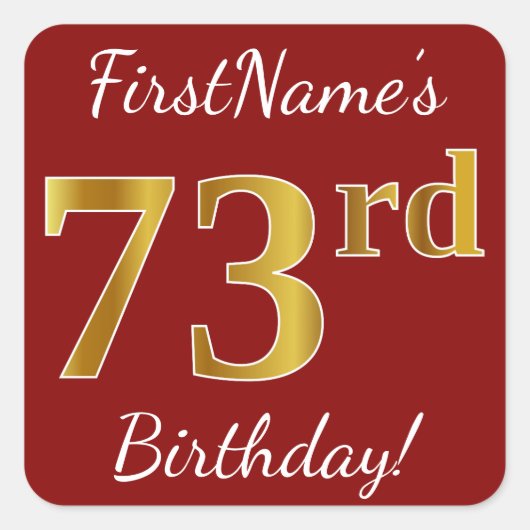 Rouge, Faux Gold 73e anniversaire + Autocollant de (Devant)