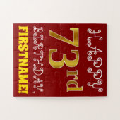 Rouge, Faux Gold 73e anniversaire + Puzzle de nom  (Horizontal)