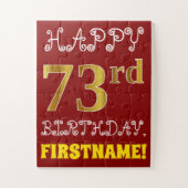 Rouge, Faux Gold 73e anniversaire + Puzzle de nom  (Vertical)