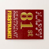 Rouge, Faux Gold 81e anniversaire + Puzzle de nom  (Horizontal)