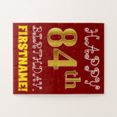 Rouge, Faux Gold 84e anniversaire + Puzzle de nom  (Horizontal)