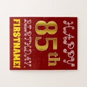 Rouge, Faux Gold 85e anniversaire + Puzzle de nom  (Horizontal)