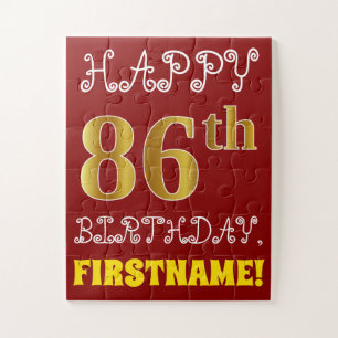 Rouge, Faux Gold 86e anniversaire + Puzzle de nom 