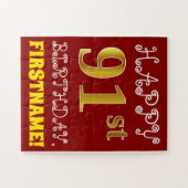 Rouge, Faux Gold 91e anniversaire + Puzzle de nom  (Horizontal)