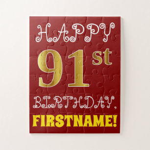 Rouge, Faux Gold 91e anniversaire + Puzzle de nom 
