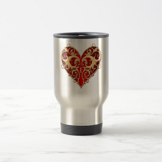 Rouge Filigree Coeur Voyage Mug (Centre)