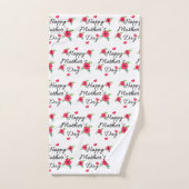 Rouge Fleur Coeur Joyeux Mères Jour Ensemble de se (Serviette à main)