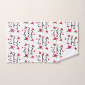 Rouge Fleur Coeur Joyeux Mères Jour Ensemble de se (Serviette à main)