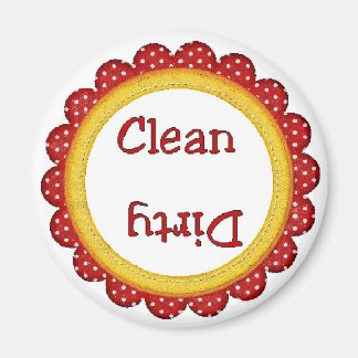 Rouge Fleur propre / Lave-vaisselle sale Magnet