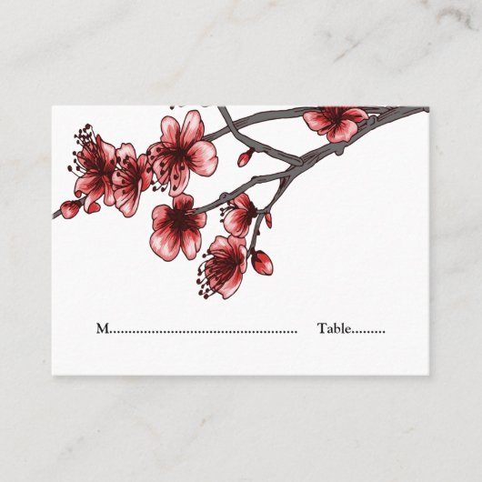 Rouge Fleurs de cerisier simples Cartes de place (Devant)