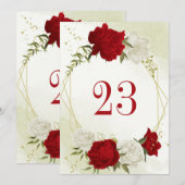 rouge fleurs vert feuille carte numéro de table (Devant / Derrière)