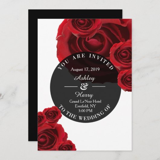 Rouge Flora Invitations de mariage (Devant / Derrière)