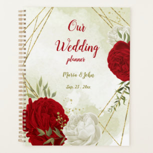 rouge floral blanc verdure mariage