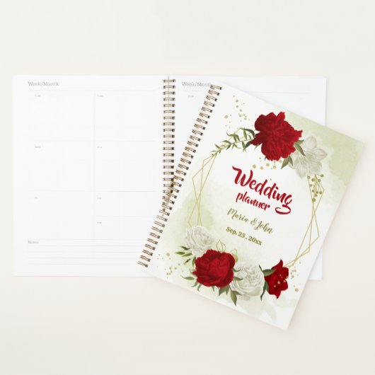 rouge floral blanc verdure mariage (Devant avec enveloppe)