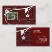 Rouge floral de carte de visite de damassé de (Devant / Derrière)