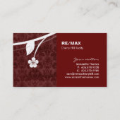 Rouge floral de carte de visite de damassé de (Dos)