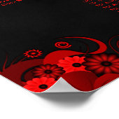 Rouge Floral & Noir 14 Tables Mariages Tableau de (Coin)