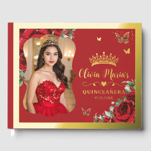 Rouge Floral Quinceanera Mis 15 Ans Sweet 16 Photo