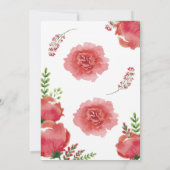 Rouge Floral Rustique Élégant Faire-part de mariag (Dos)