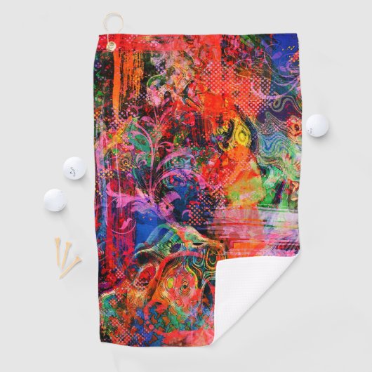 Rouge Floral Texture serviette de golf (En situation)