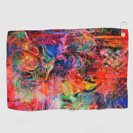 Rouge Floral Texture serviette de golf (Horizontal)