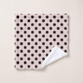 Rouge Foncé et Points noirs à pois (Gant de toilette)